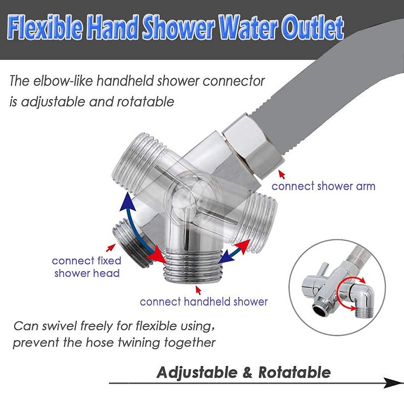 YDmeet Brass Shower Arm Diverter Valve for Handheld Shower Head and Fixed Spray Head G1/2 3 Way Universal Bathroom System Component Replacement Part, Polished Chrome - Image 2
